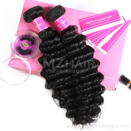 Unprocessed Raw Cambodian Hair Vendors Wholesale Deep Wave Virgin Human Hair Cuticle Aligned Weave Extension Bundles Large Stock